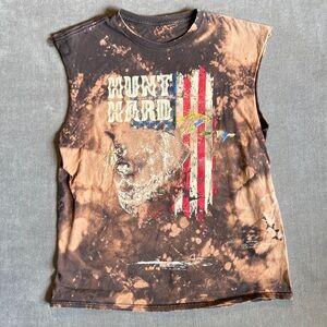 Vintage hunting‎ shirt mens medium black sleeveless cut off grunge thrashed